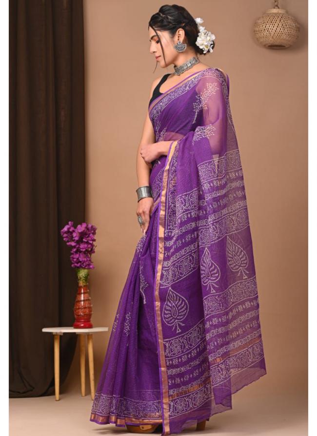 Cotton Purple  Digital Printed Saree